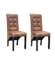 Chaises à manger lot de 2 marron similicuir | Mobilier & Déco
