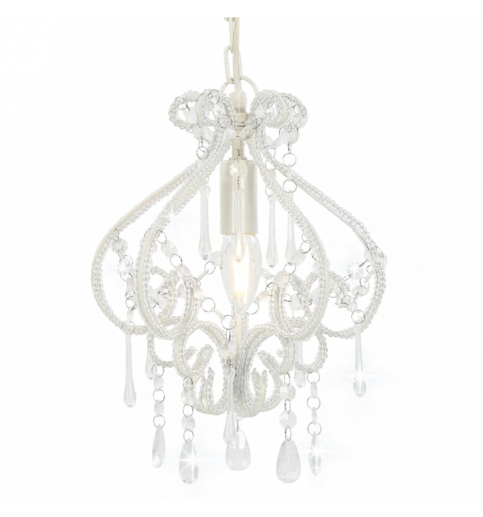 Plafonnier avec perles Blanc Rond E14 | Mobilier & Déco