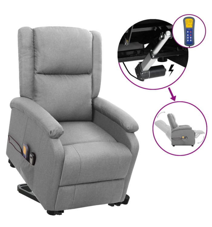 Fauteuil de massage inclinable Gris clair Tissu | Mobilier & Déco