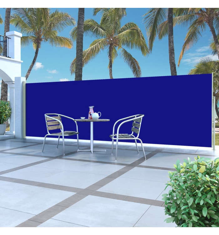 Auvent latéral rétractable de patio 160x500 cm Bleu | Mobilier & Déco