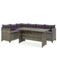 Salon de jardin 2 pcs avec coussins Résine tressée Gris | Mobilier & Déco