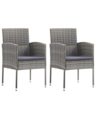 Chaises de jardin coussins gris foncé 2 pcs résine tressée | Mobilier & Déco