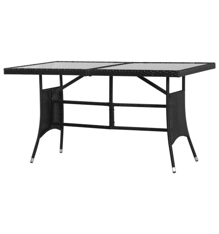 Table de jardin Noir 140x80x74 cm Résine tressée | Mobilier & Déco
