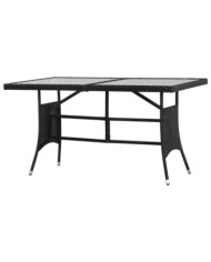 Table de jardin Noir 140x80x74 cm Résine tressée | Mobilier & Déco
