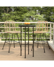 Tabourets de bar lot de 2 45x56x103,5cm Résine tressée et acier | Mobilier & Déco