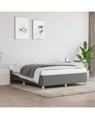 Cadre de lit sans matelas gris foncé 140x200 cm tissu | Mobilier & Déco