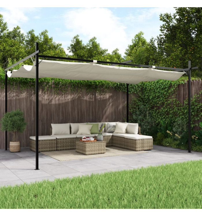 Pergola avec toit rétractable crème 395x292x230 cm | Mobilier & Déco