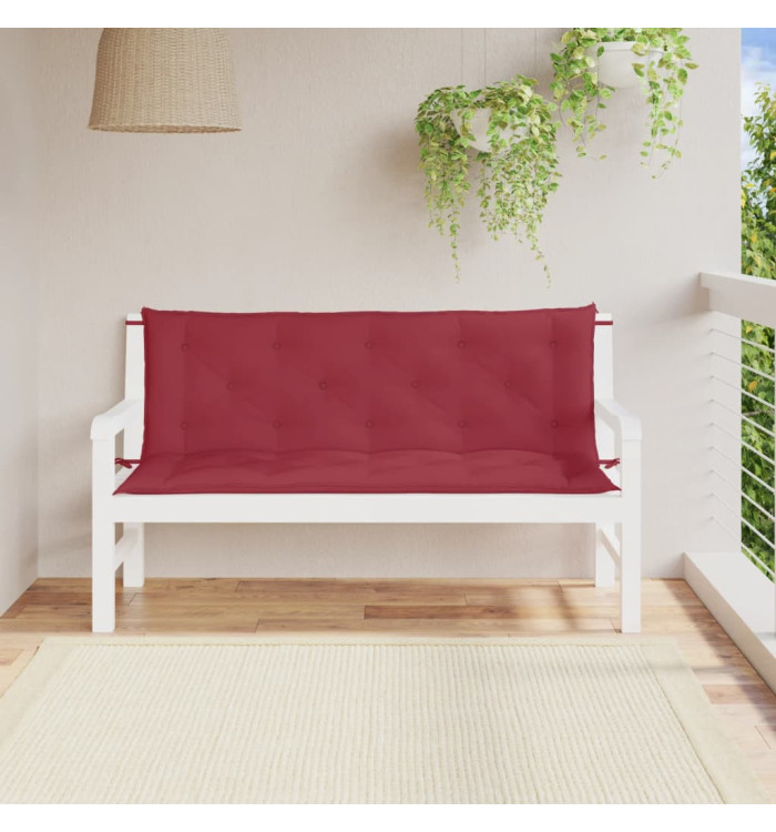Coussins de banc de jardin lot de 2 rouge bordeaux tissu Oxford | Mobilier & Déco