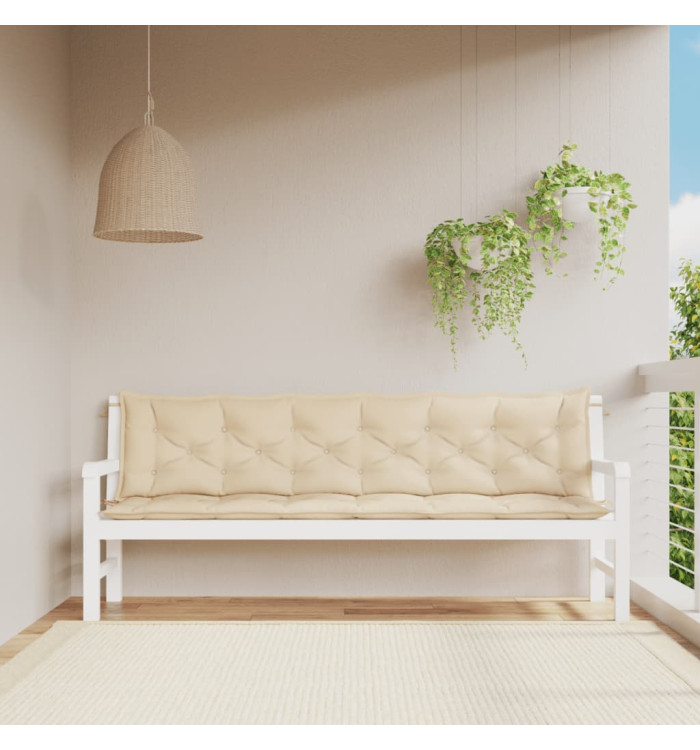 Coussins de banc jardin lot de 2 beige 200x50x7 cm tissu Oxford | Mobilier & Déco
