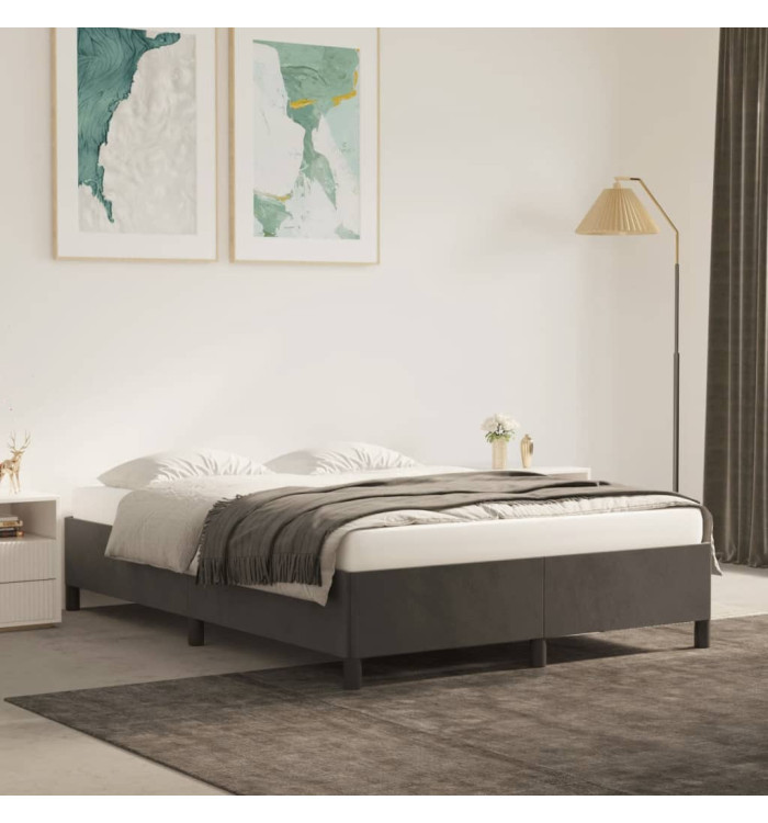Cadre de lit sans matelas gris foncé 140x200 cm velours | Mobilier & Déco