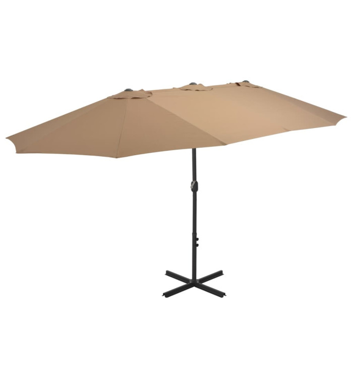 Parasol d'extérieur et poteau en aluminium 460x270 cm taupe | Mobilier & Déco