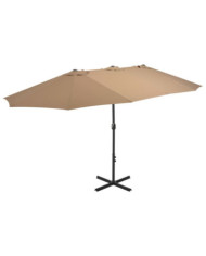 Parasol d'extérieur et poteau en aluminium 460x270 cm taupe | Mobilier & Déco