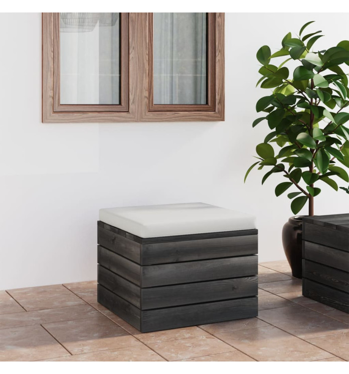 Repose-pied palette de jardin avec coussin Bois de pin | Mobilier & Déco