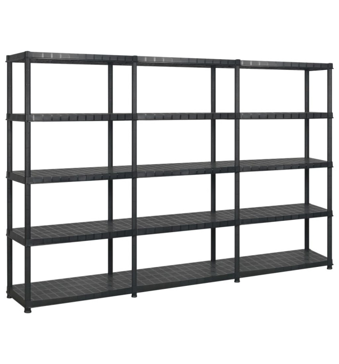 Étagère de rangement 5 niveaux Noir 274,5x45,7x185 cm Plastique | Mobilier & Déco