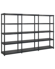 Étagère de rangement 5 niveaux Noir 274,5x45,7x185 cm Plastique | Mobilier & Déco