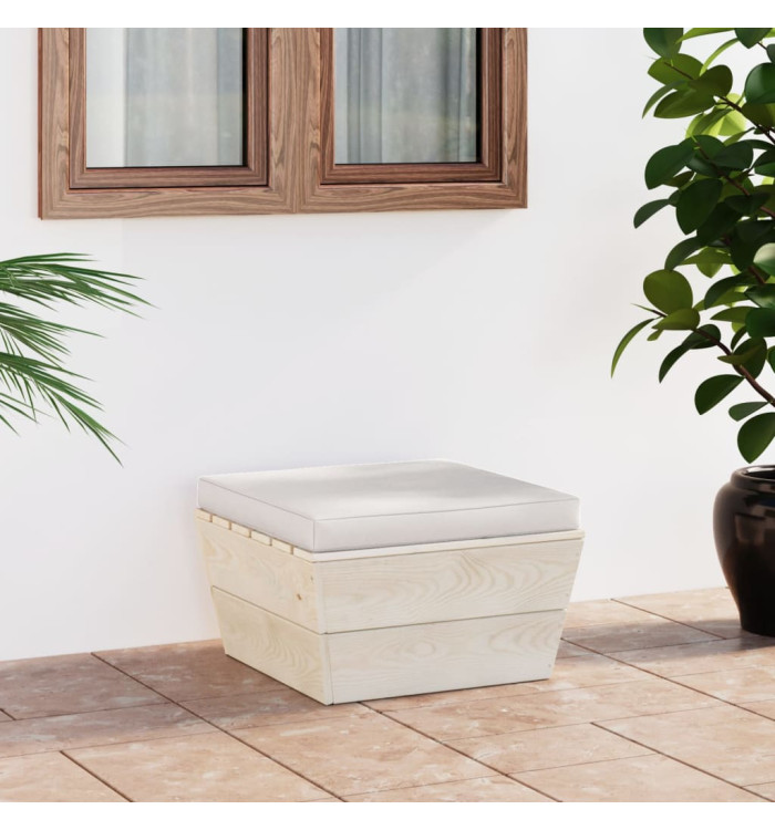 Repose-pied palette de jardin avec coussin Épicéa imprégné | Mobilier & Déco