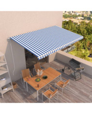 Auvent rétractable automatique 500x300 cm Bleu et blanc | Mobilier & Déco