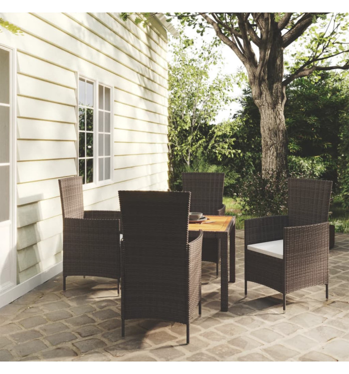 Ensemble à manger d'extérieur 5pcs avec coussins Résine tressée | Mobilier & Déco