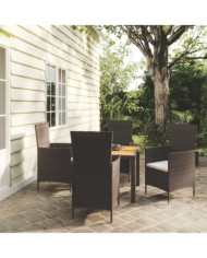 Ensemble à manger d'extérieur 5pcs avec coussins Résine tressée | Mobilier & Déco