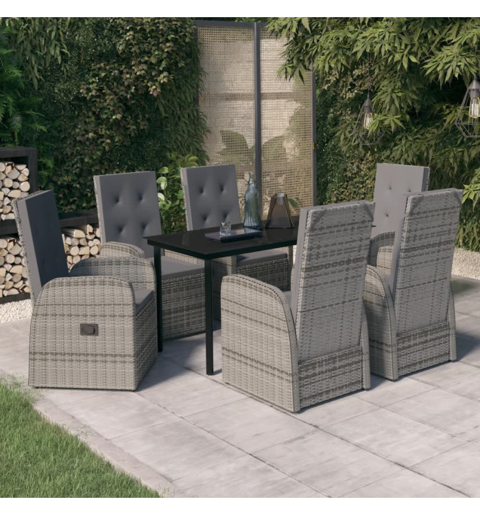 Ensemble à manger de jardin avec coussins 7 pcs Gris | Mobilier & Déco