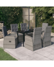 Ensemble à manger de jardin avec coussins 7 pcs Gris | Mobilier & Déco