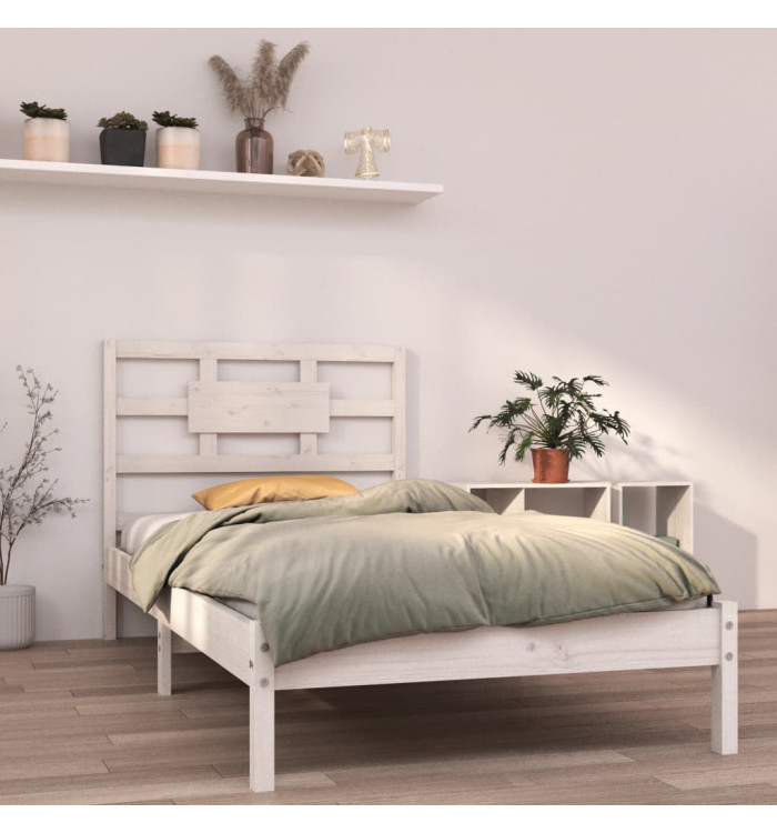 Cadre de lit sans matelas blanc 100x200 cm bois massif | Mobilier & Déco