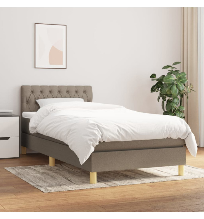 Sommier à lattes de lit avec matelas Taupe 100x200 cm Tissu | Mobilier & Déco
