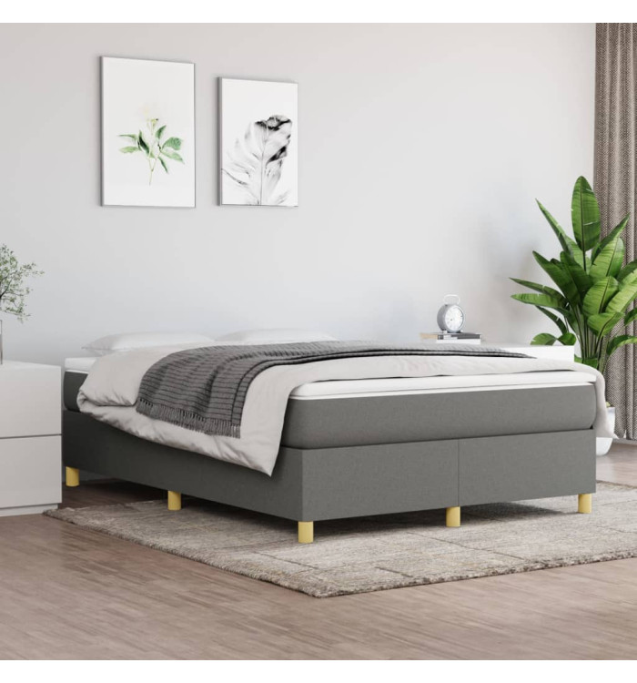 Sommier à lattes de lit avec matelas Gris foncé 140x200cm Tissu | Mobilier & Déco