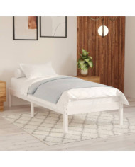 Cadre de lit sans matelas blanc bois massif 100x200 cm | Mobilier & Déco
