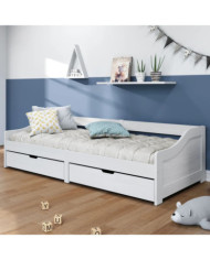 Lit de jour avec 2 tiroirs sans matelas IRUN blanc 90x200 cm | Mobilier & Déco
