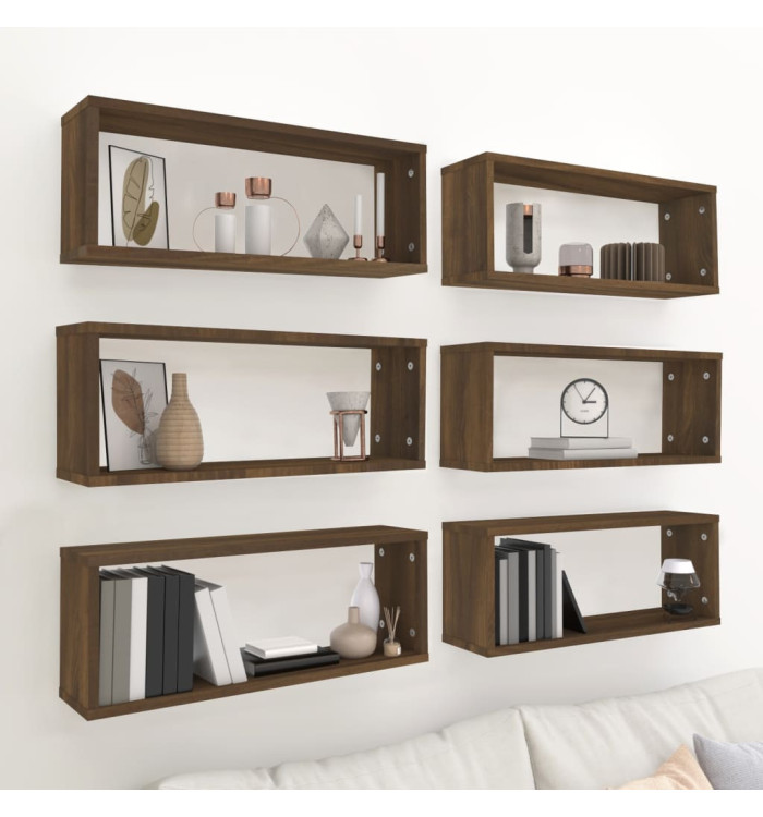 Étagères murales cube 6 pcs Chêne marron Bois d’ingénierie | Mobilier & Déco
