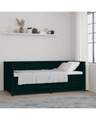 Lit de jour sans matelas noir 80x200 cm bois de pin massif | Mobilier & Déco