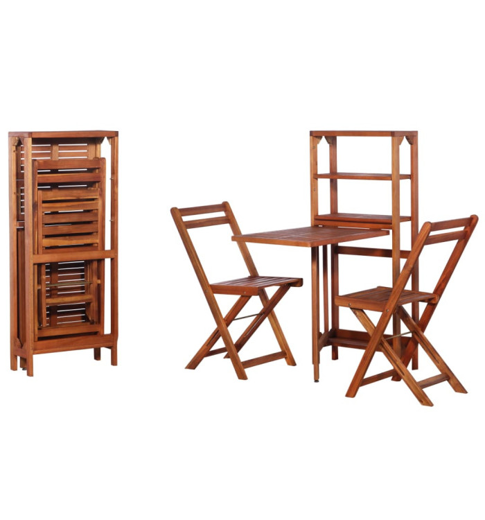 Mobilier de bistro pliable 3 pcs Bois d'acacia solide | Mobilier & Déco