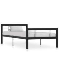 Cadre de lit sans matelas noir et blanc métal 90x200 cm | Mobilier & Déco