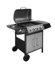 Barbecue à gaz 4 + 1 zone de cuisson Noir et argenté | Mobilier & Déco