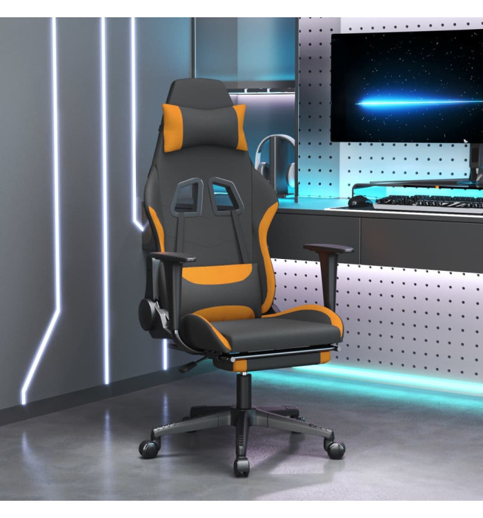 Chaise de jeu avec repose-pied Noir et orange Tissu | Mobilier & Déco