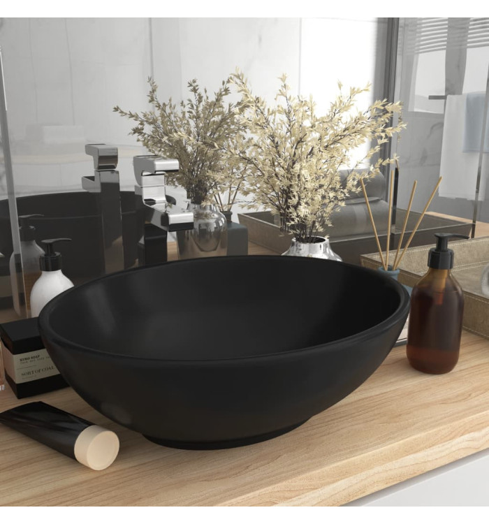 Lavabo ovale de luxe Noir mat 40x33 cm Céramique | Mobilier & Déco