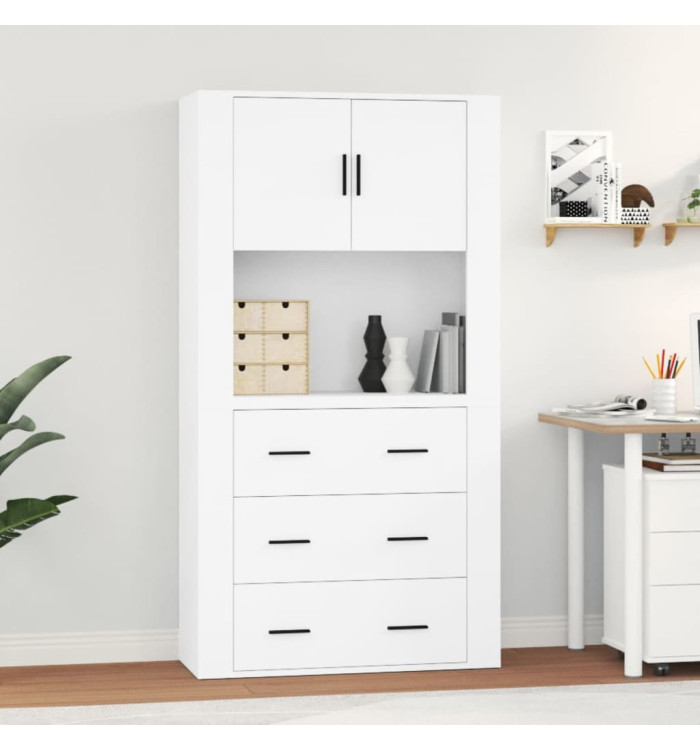 Buffet haut Blanc Bois d'ingénierie | Mobilier & Déco