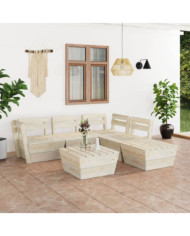 Salon de jardin palette 6 pcs Bois d'épicéa imprégné | Mobilier & Déco