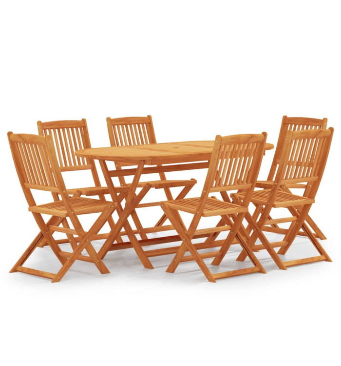 Mobilier à dîner d'extérieur pliable 7 pcs Bois d'eucalyptus | Mobilier & Déco