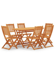 Mobilier à dîner d'extérieur pliable 7 pcs Bois d'eucalyptus | Mobilier & Déco