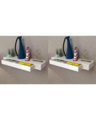 Étagères murales avec tiroirs 2 pcs Blanc 80 cm | Mobilier & Déco