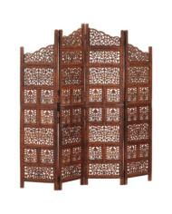 Cloison de séparation 4 panneaux Marron 160x165cm Bois manguier | Mobilier & Déco