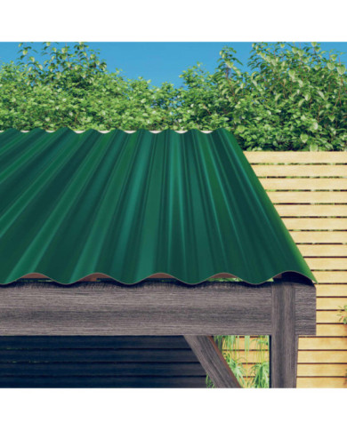 Panneaux de toiture 12 pcs Acier enduit de poudre Vert 100x36cm | Mobilier & Déco