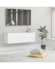 Meuble TV Blanc brillant 100x30x30 cm Bois d’ingénierie | Mobilier & Déco
