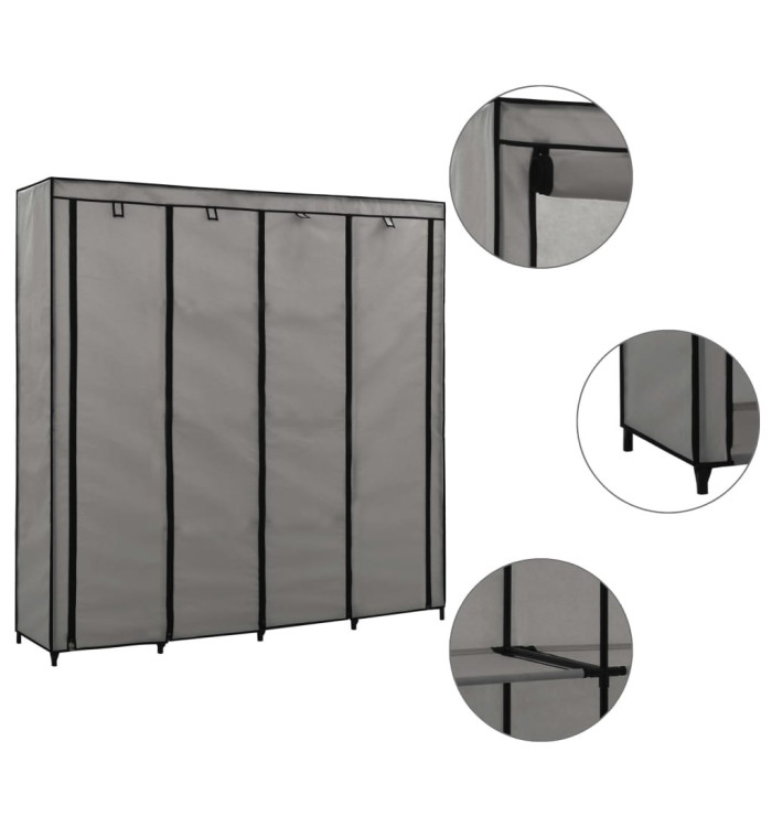 Garde-robe avec 4 compartiments Gris 175x45x170 cm | Mobilier & Déco