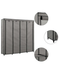 Garde-robe avec 4 compartiments Gris 175x45x170 cm | Mobilier & Déco