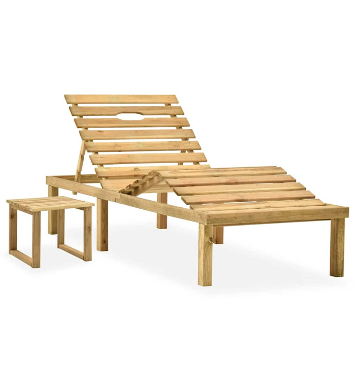 Chaise longue de jardin avec table Bois de pin imprégné | Mobilier & Déco