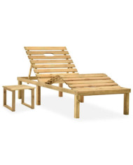 Chaise longue de jardin avec table Bois de pin imprégné | Mobilier & Déco