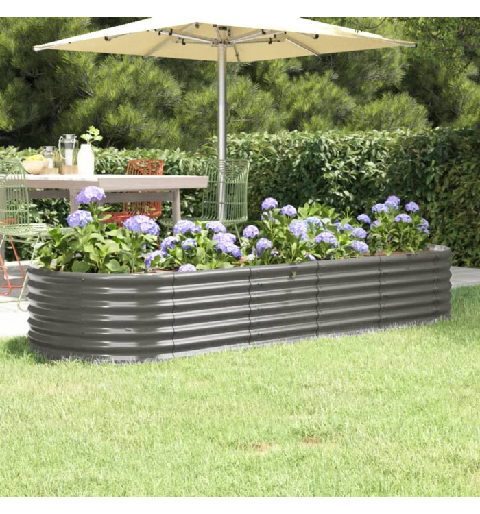 Lit surélevé de jardin Acier enduit de poudre 224x80x36 cm gris | Mobilier & Déco